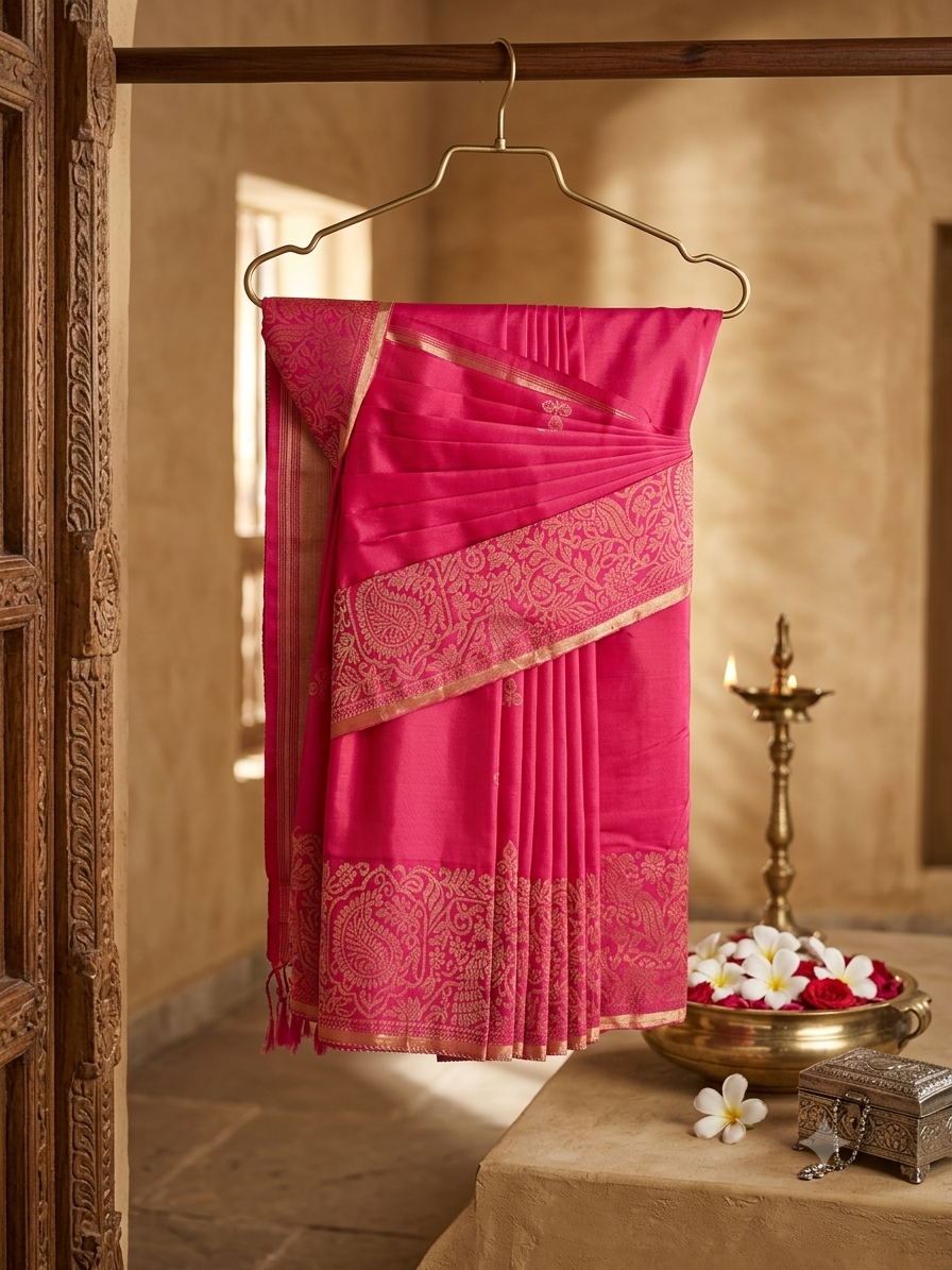 Pink Kanjivaram saree
