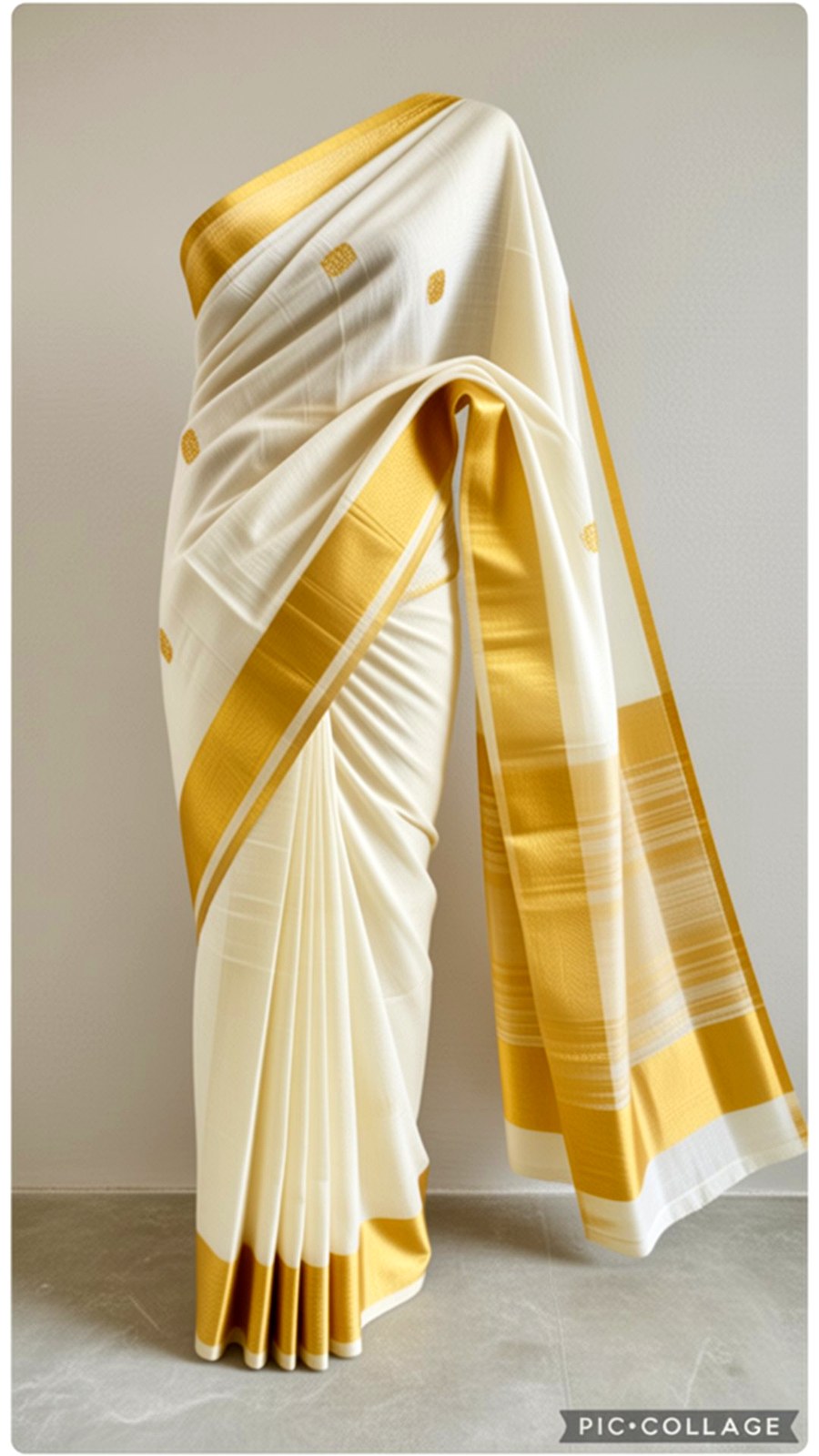 White gold saree draping